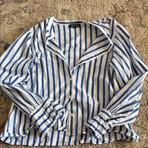 J. Crew Blue and White Striped Button Down Shirt